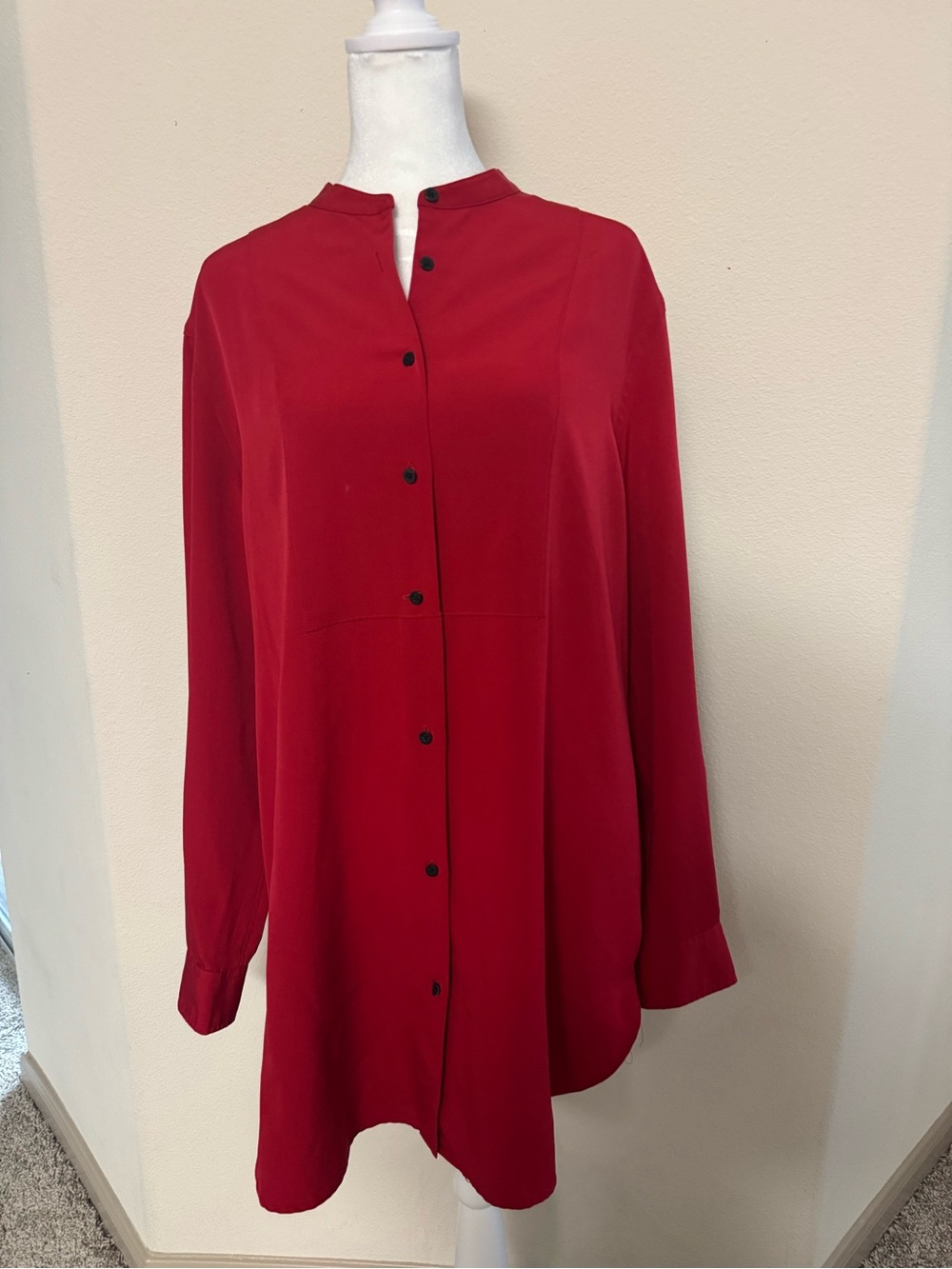 VINTAGE Ralph Lauren Red Button-Front Tunic Shirt